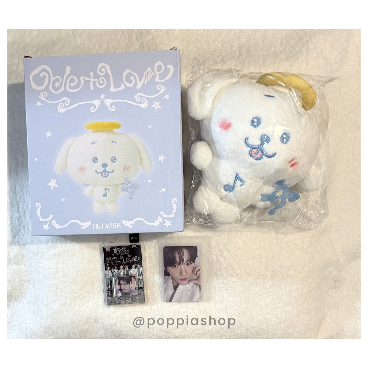 NCT WISH Official KMStation Plush Doll HALO Ver. + Ode To Love SMini Album + Photocard