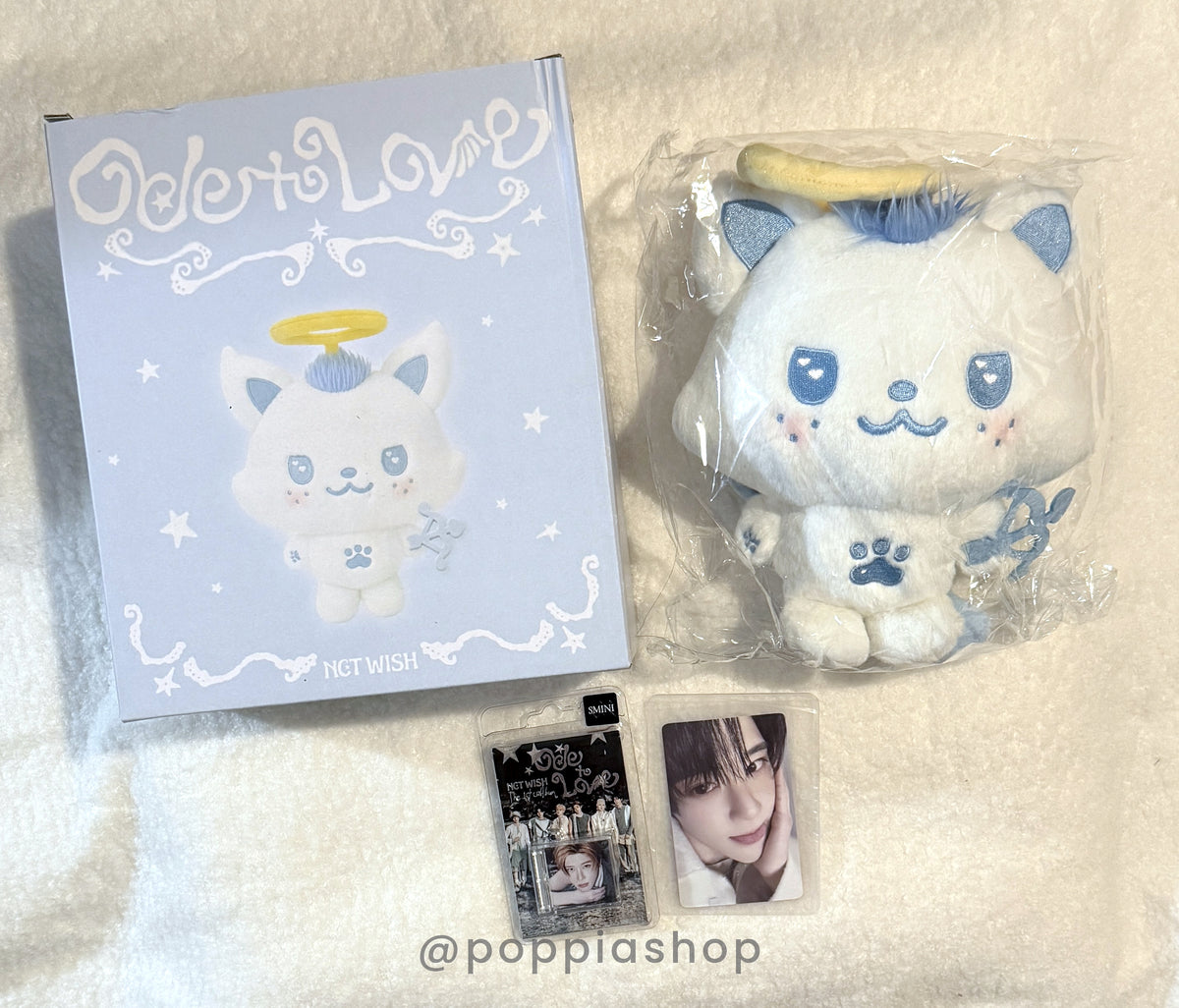 NCT WISH Official KMStation Plush Doll HALO Ver. + Ode To Love SMini Album + Photocard