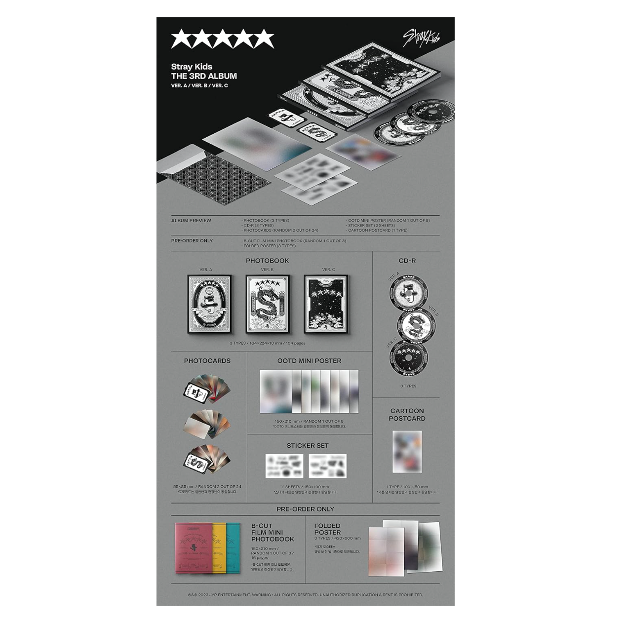 Stray Kids SKZ [5 STAR] The 3rd Album Standard Ver. A/B/C