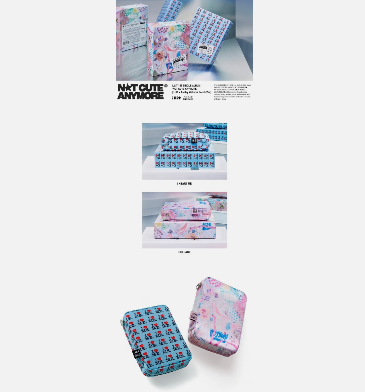 ILLIT - 1st Single Album NOT CUTE ANYMORE (ILLIT x Ashley Williams Pouch Ver.) I HEART ME / COLLAGE