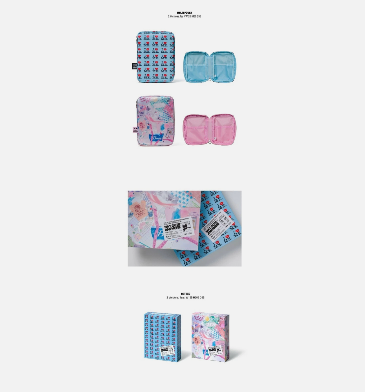 ILLIT - 1st Single Album NOT CUTE ANYMORE (ILLIT x Ashley Williams Pouch Ver.) I HEART ME / COLLAGE