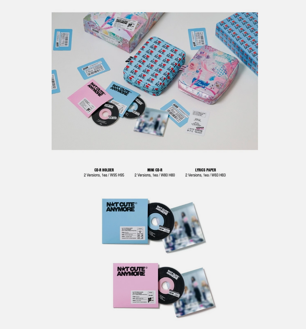 ILLIT - 1st Single Album NOT CUTE ANYMORE (ILLIT x Ashley Williams Pouch Ver.) I HEART ME / COLLAGE