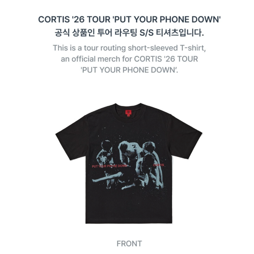 (Pre Order) CORTIS - [PUT YOUR PHONE DOWN] 2026 TOUR OFFICIAL MD TOUR Routing T-Shirt (Black)