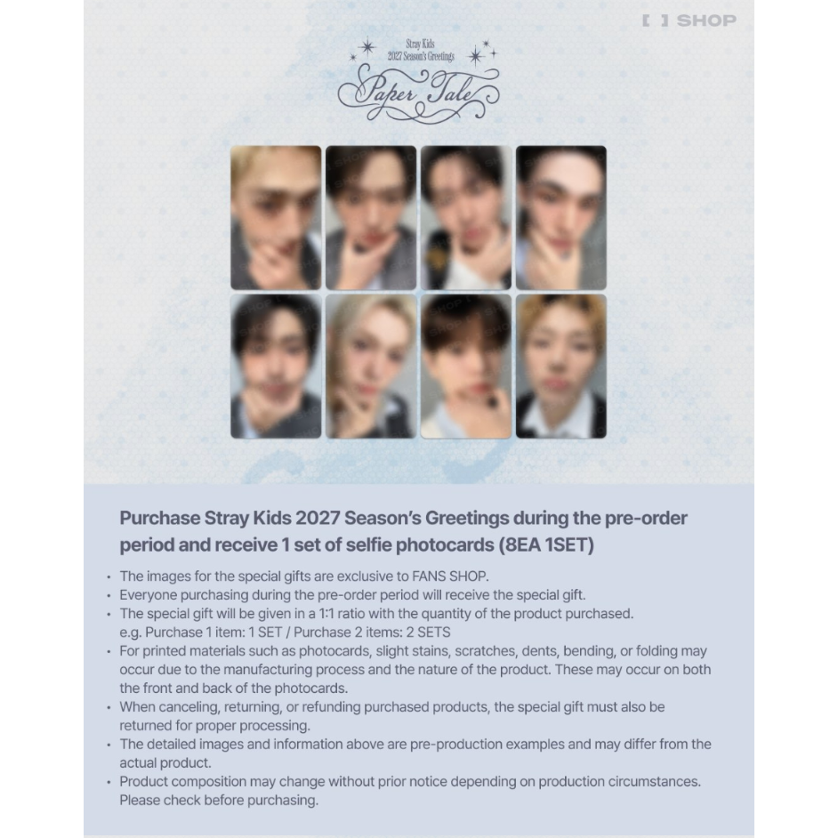 Stray Kids Official 2027 Season's Greetings [Paper Tale]  fans shop pob
