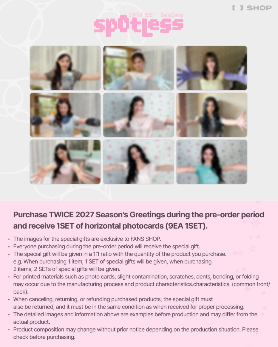TWICE Official 2027 Season's Greetings [Spotless] with fans shop POB
