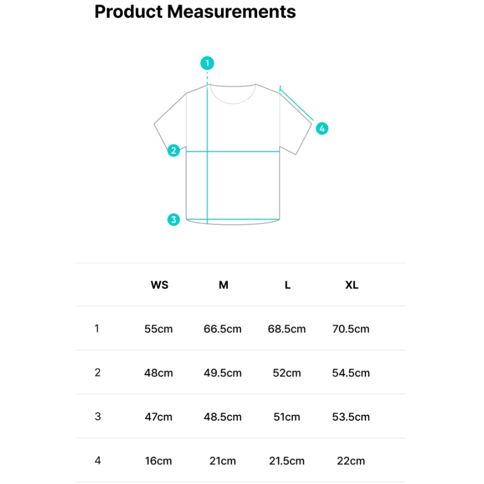 cortis tshirt size chart