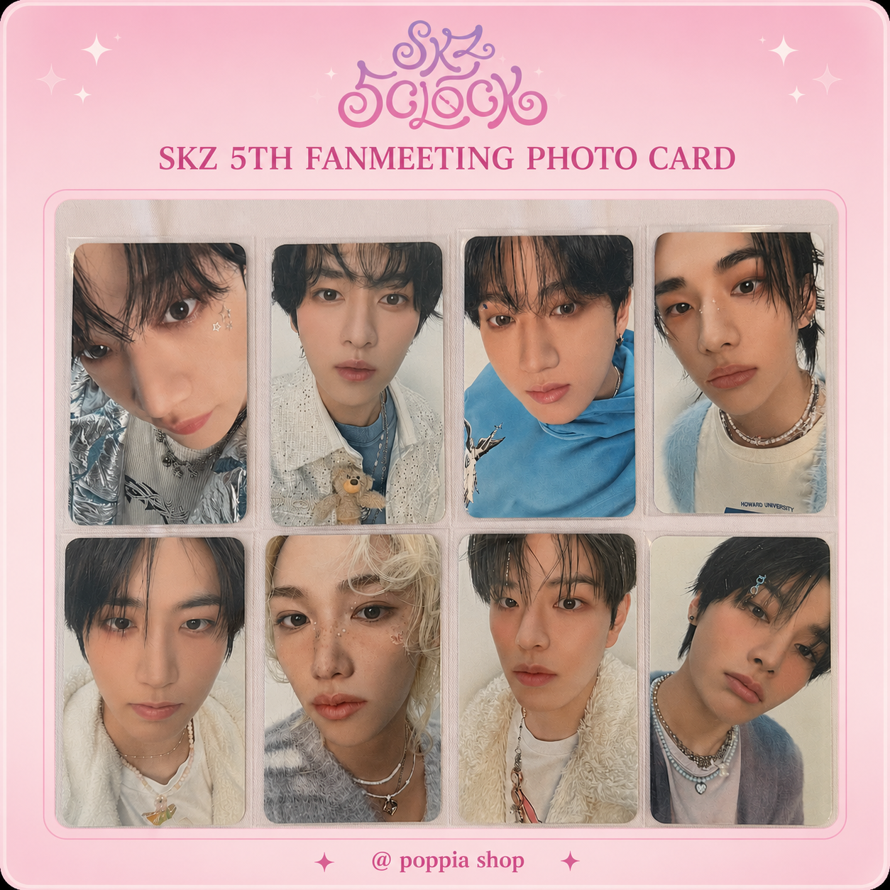 Stray Kids 5th Fanmeeting 5'CLOCK POB OT8 PHOTOCARD SET